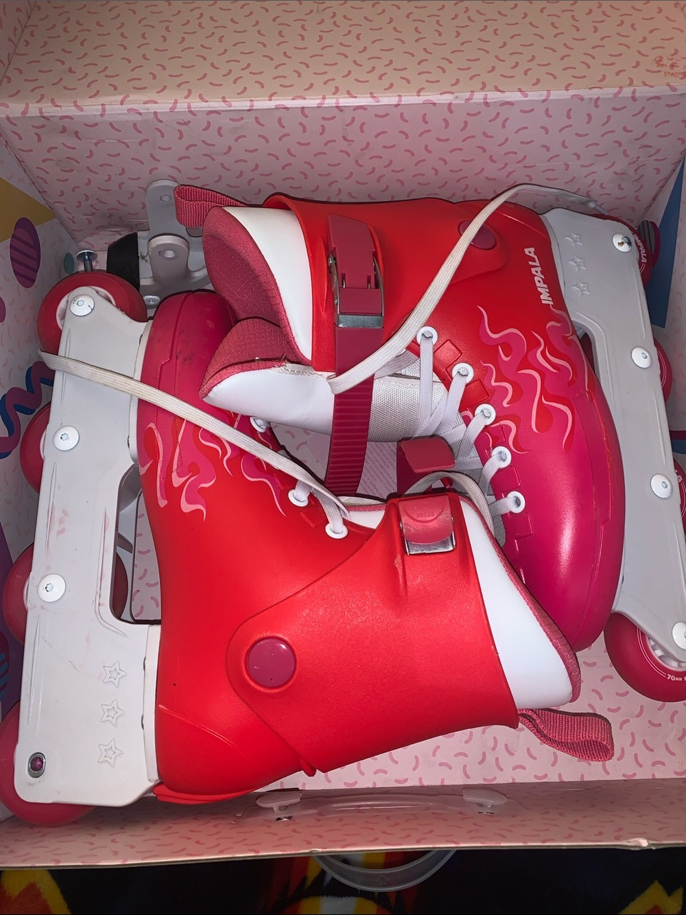 Inline Rollerblades , Pink w hot pink flame, size 9